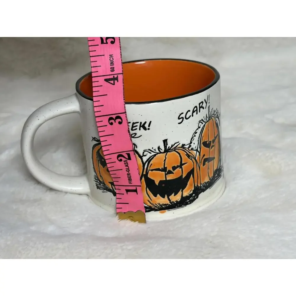 Eli & Anna Halloween Pumpkin Mug – 17oz “Eek! Scary!” Jack-O’-Lantern Coffee Cup